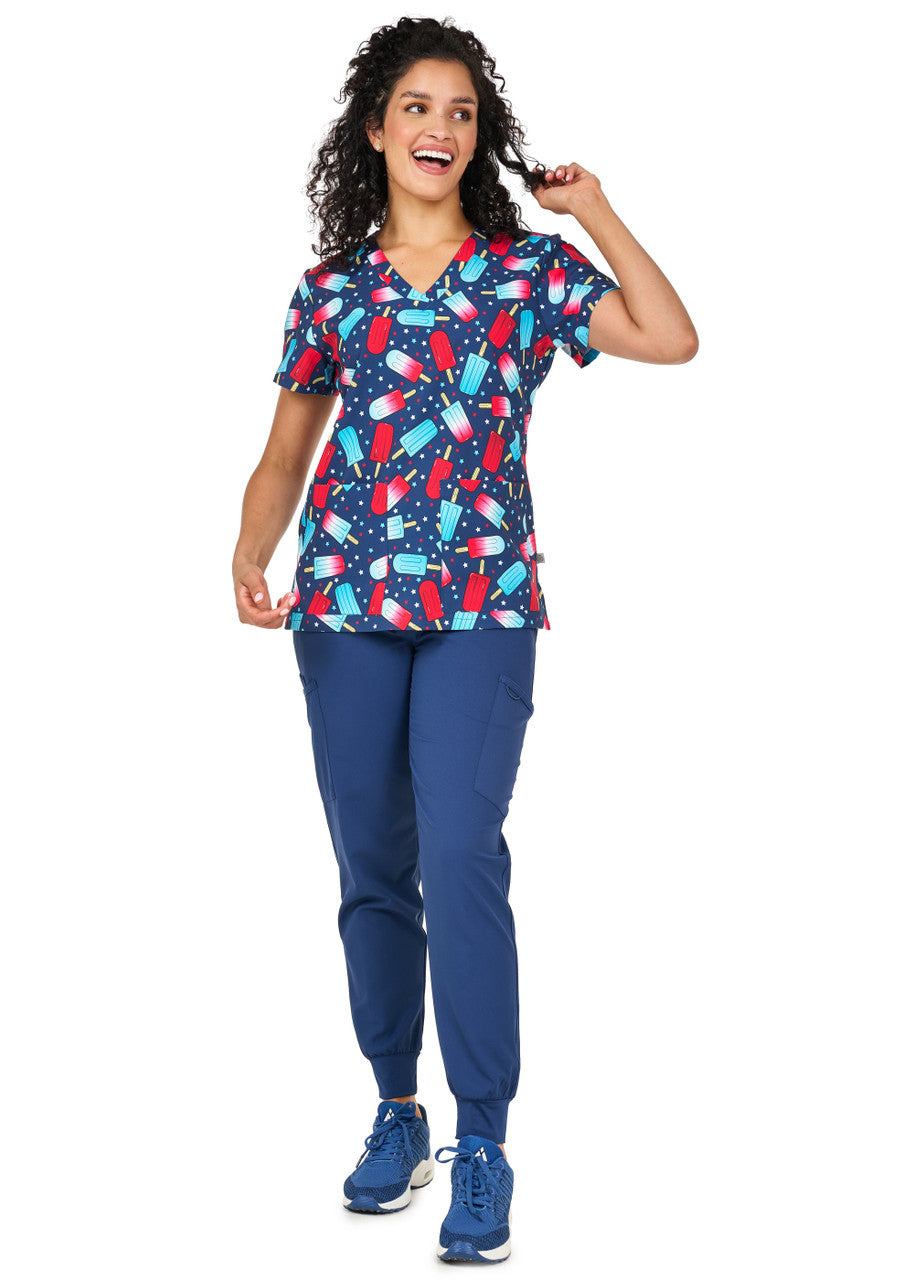 Ava Therese by Zavate Red, White, and Chill — women's scrub | ScrubBox (view 3)