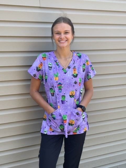 Ava Therese by Zavate Creepy Cactus — women's scrub | ScrubBox (view 3)