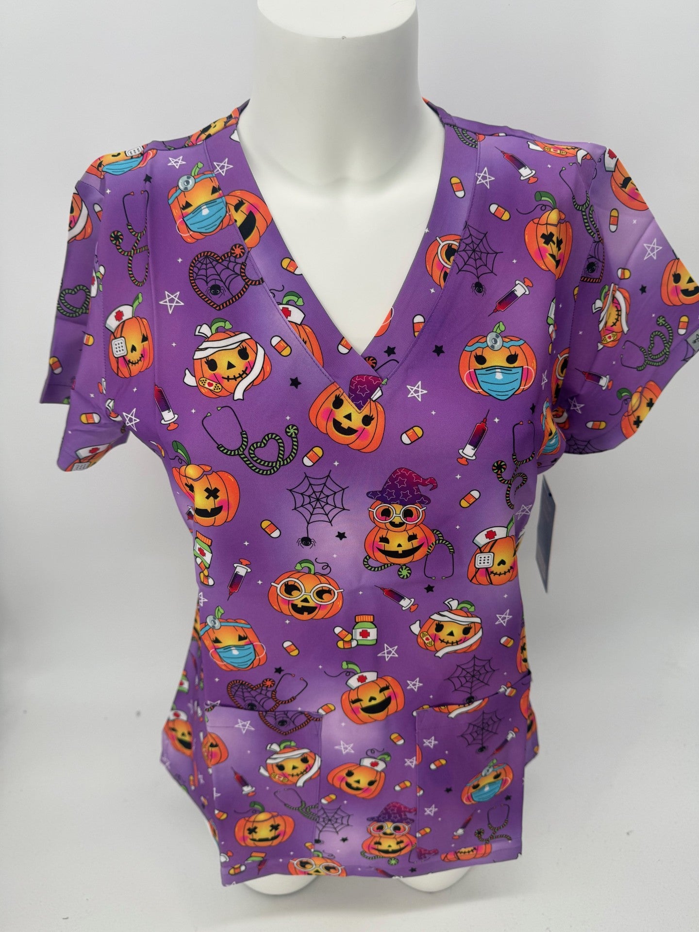 Ava Therese by Zavate Night Shift Pumpkins — women's scrub | ScrubBox