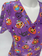 Ava Therese by Zavate Night Shift Pumpkins — women's scrub | ScrubBox (view 2)