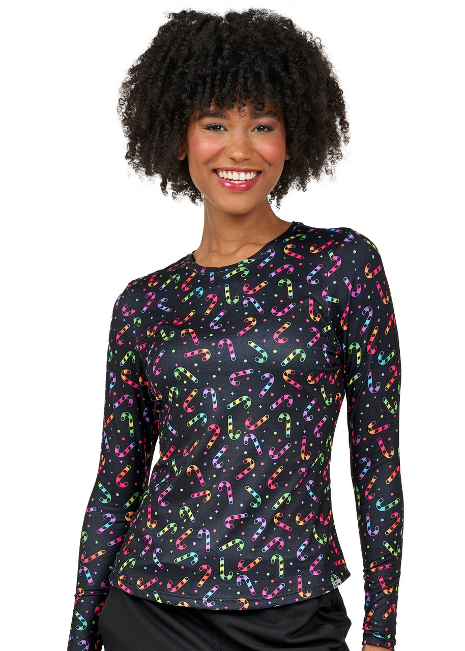 Ava Therese by Zavate Foil Candy Canes — women's scrub | ScrubBox