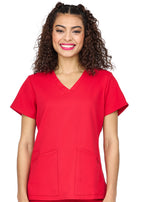 Studio By Zavate Focus V Neck Top scrub top in red