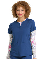 Ava Therese by Zavate Lynx Jacquard Top scrub top in navy