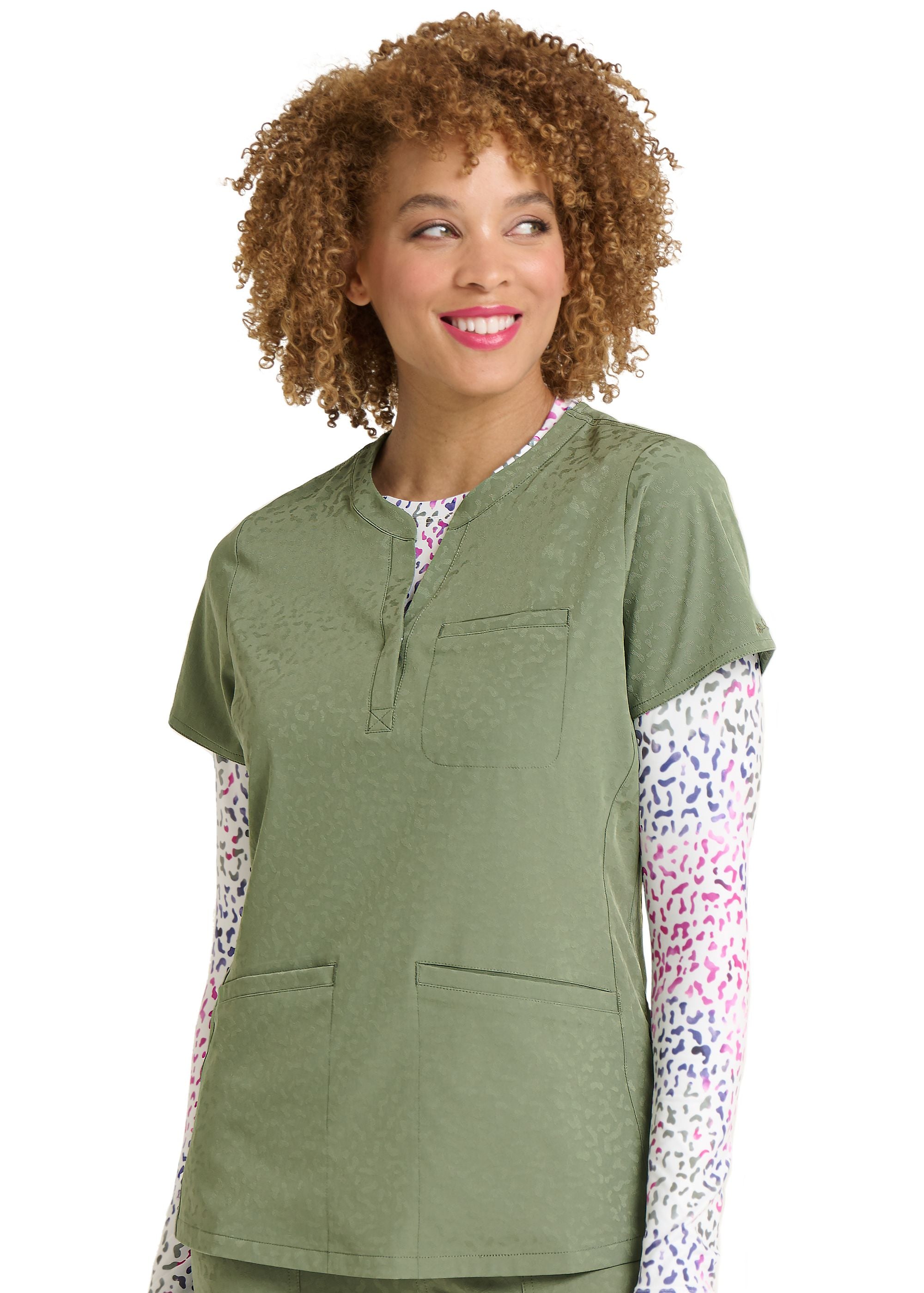 Ava Therese by Zavate Lynx Jacquard Top — women's scrub top | ScrubBox (view 13)