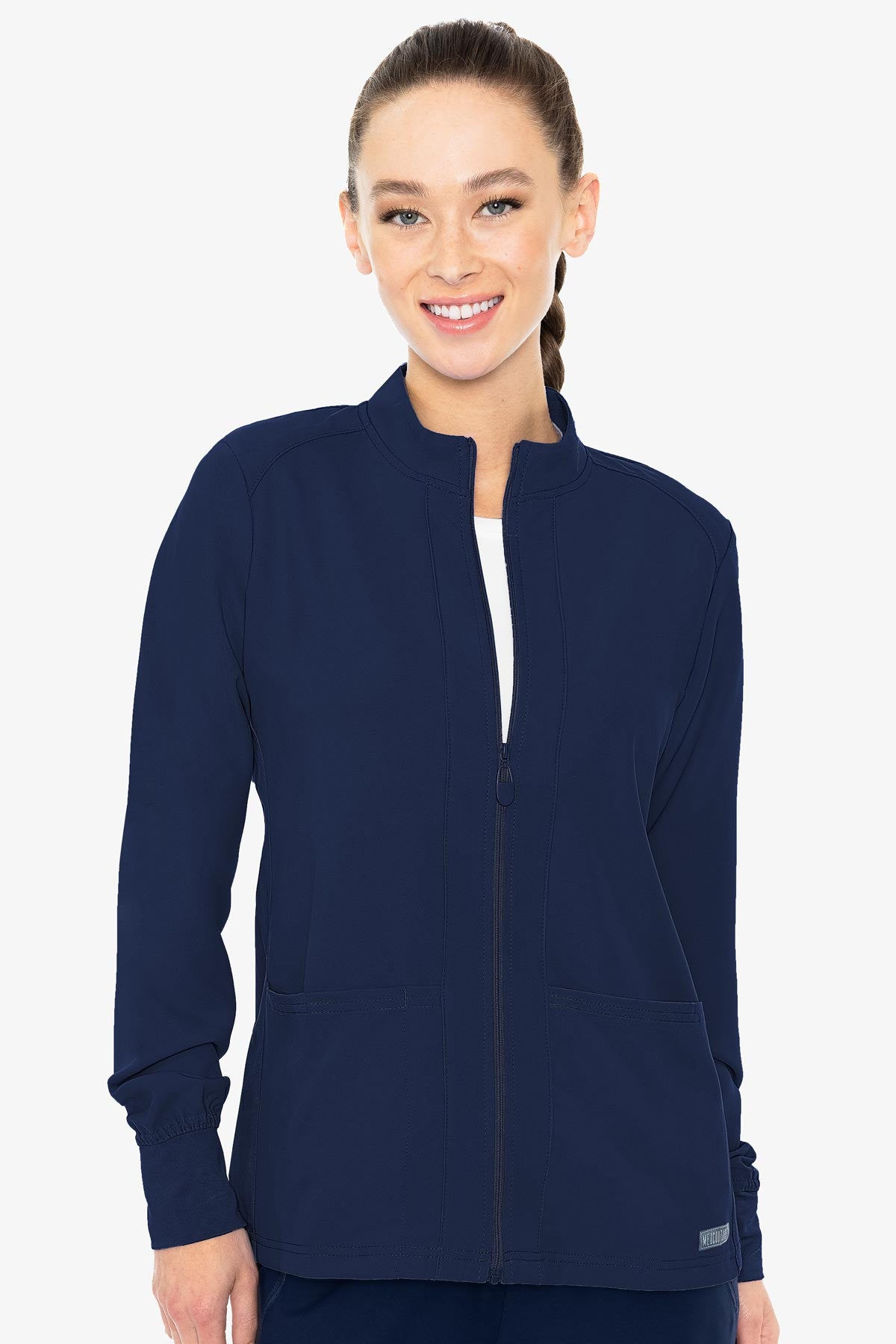 MedCouture Insight Front Pocket Warm Up Jacket — women's scrub jacket | ScrubBox (view 17)