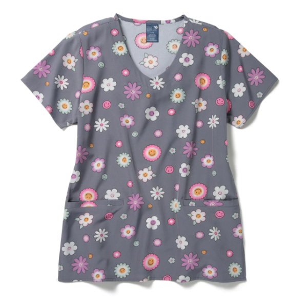 Zoe + Chloe Pastel Poppy — women's scrub | ScrubBox (view 2)