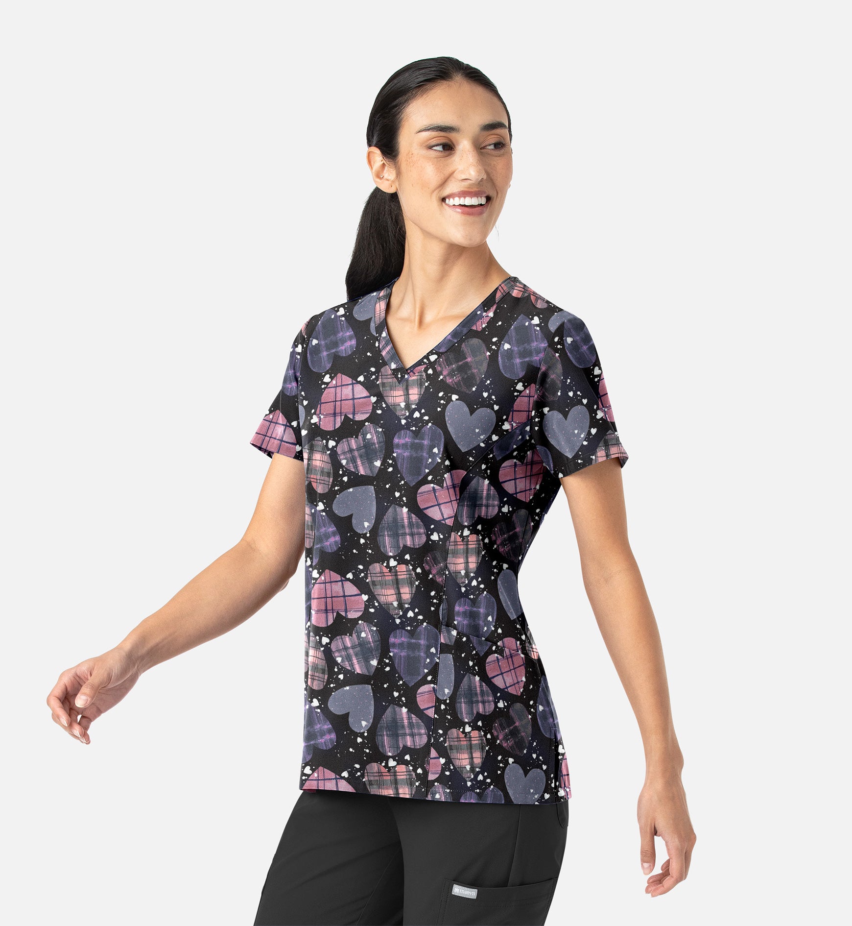 Plaid Romance Printed scrub top by Maevn