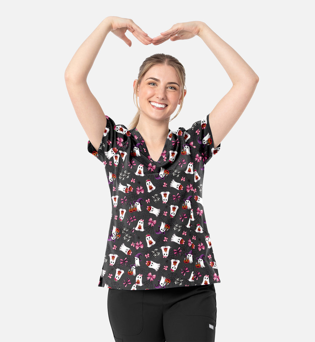 Pretty Spooky Printed scrub top by Maevn