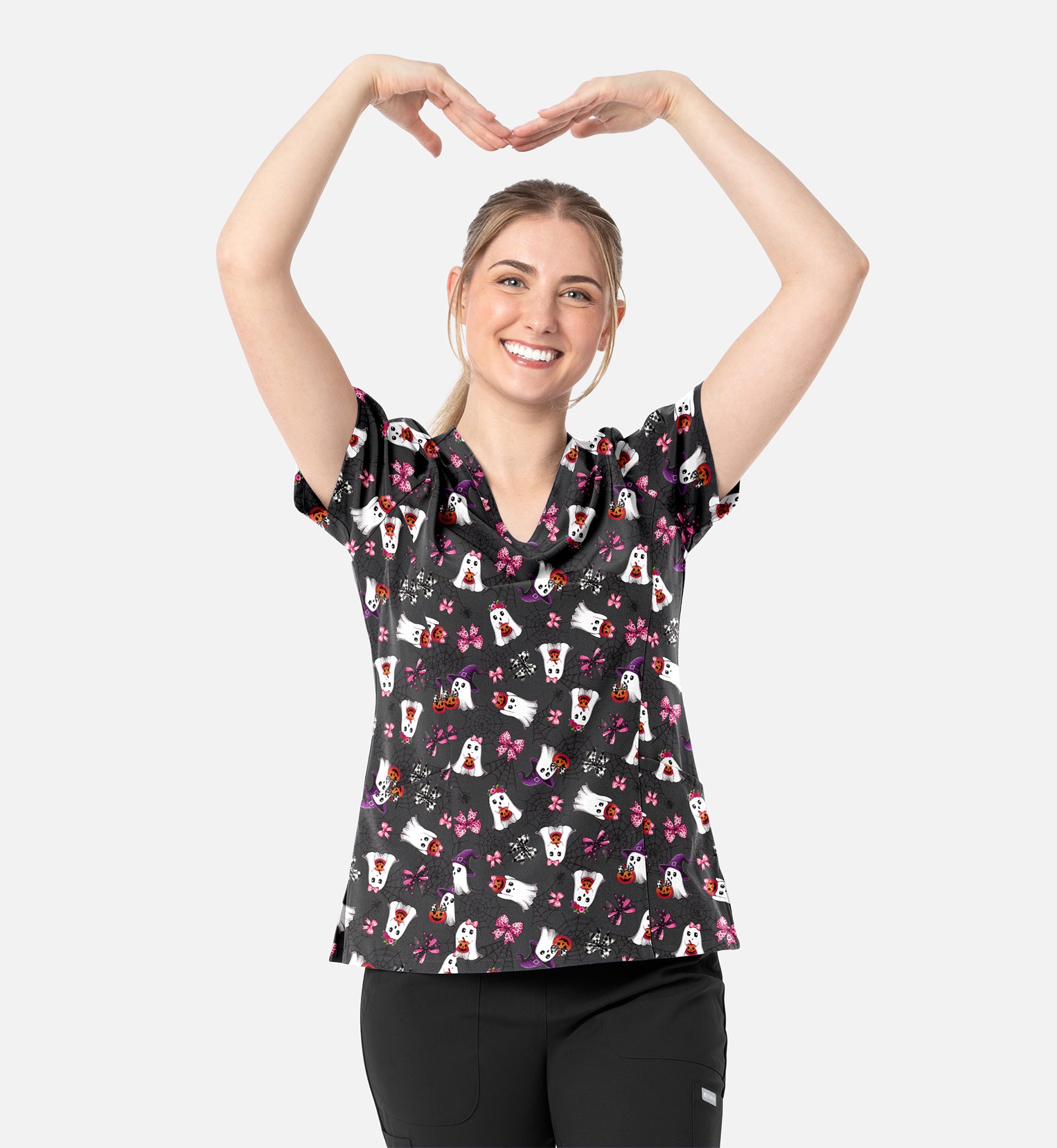 Pretty Spooky Printed scrub top by Maevn