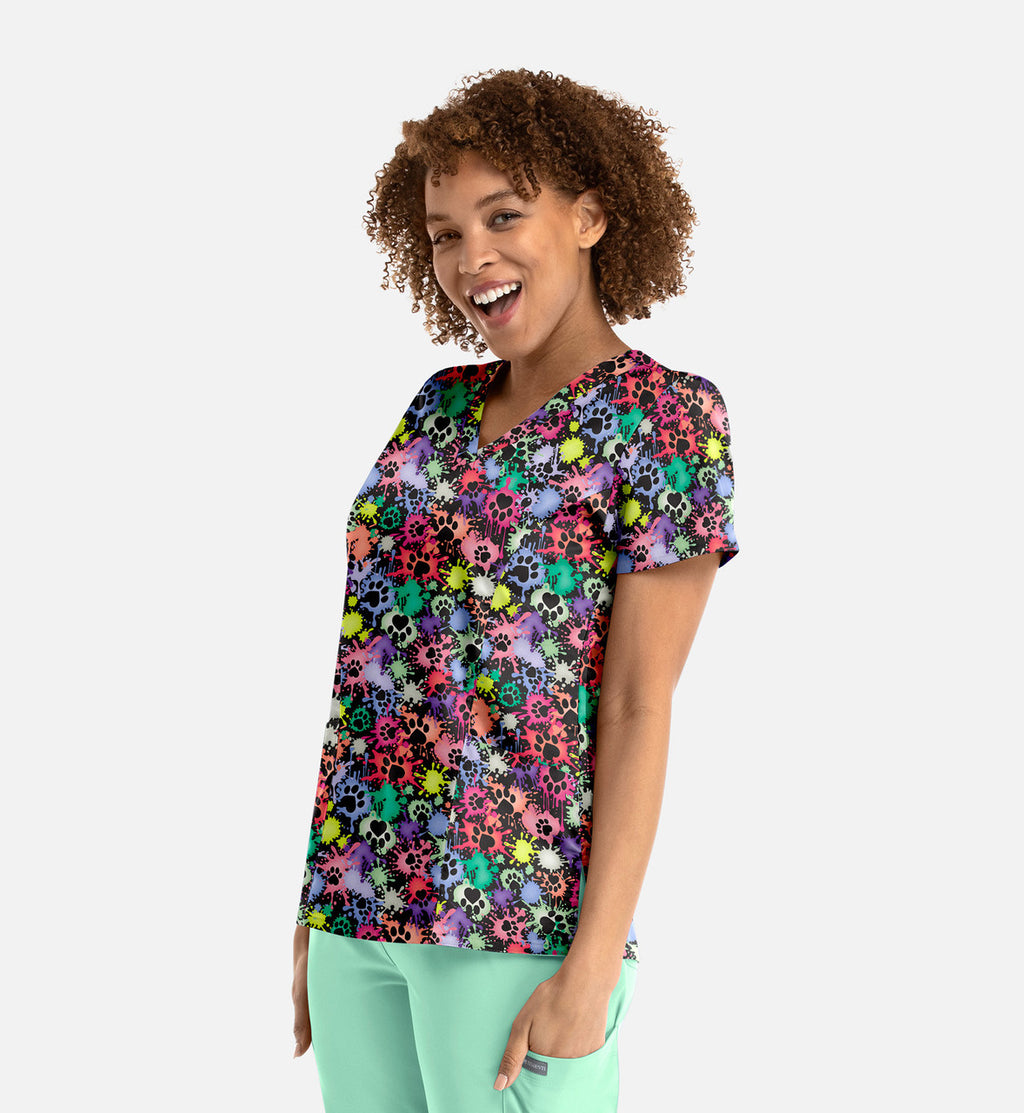 Maevn Splatter Paws — women's scrub | ScrubBox