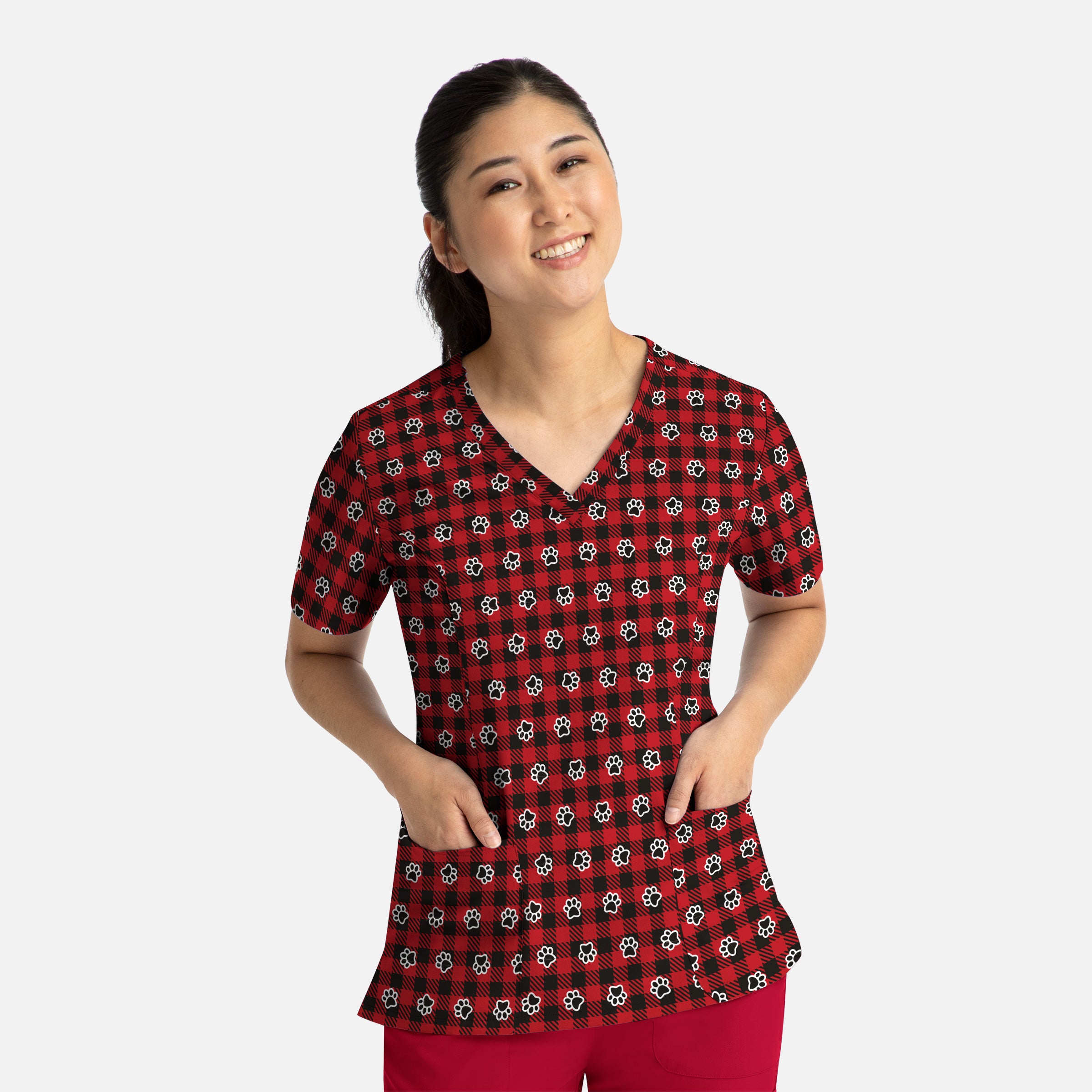 Maevn Plaid Paws — women's scrub | ScrubBox (view 4)
