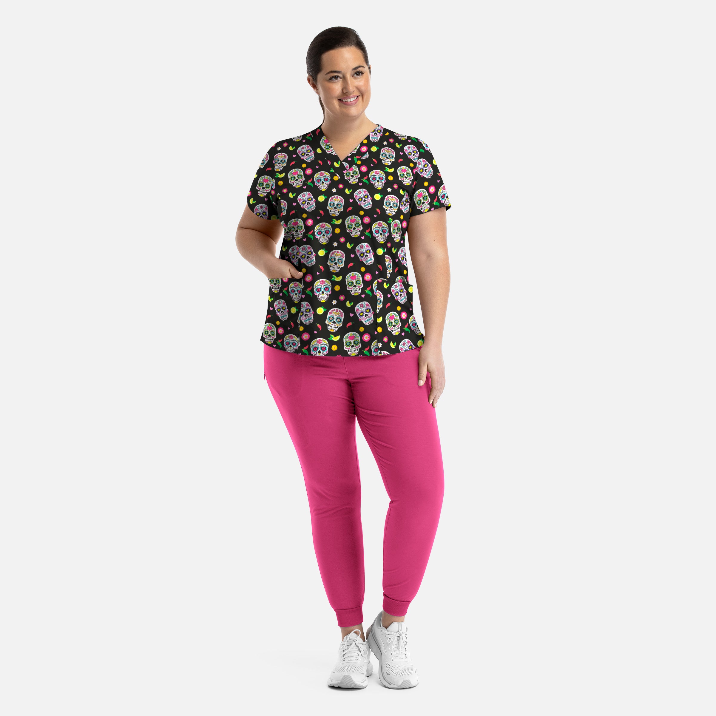Maevn Happy Sugar Skulls — women's scrub | ScrubBox (view 8)