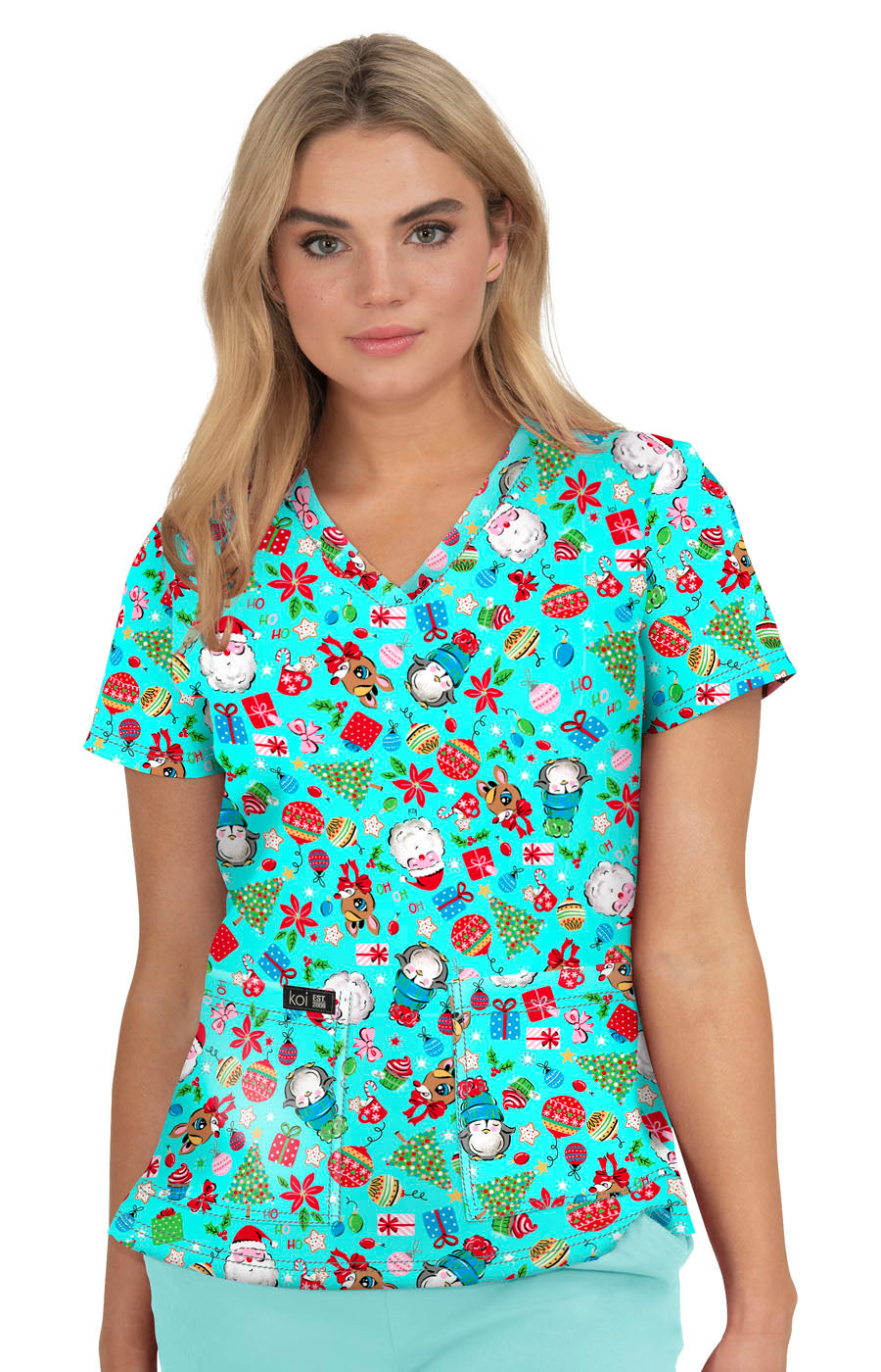 KOI Vintage Santa — women's scrub | ScrubBox (view 2)