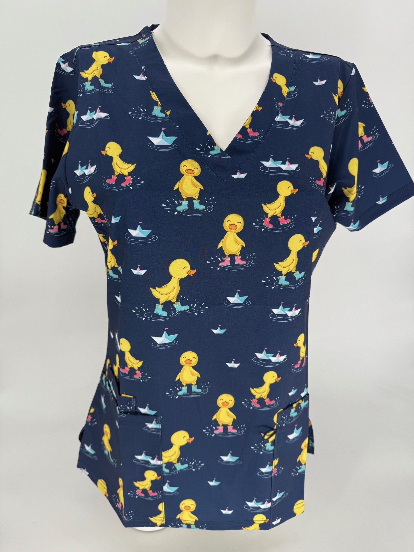 Greentown Scrubs Ducks Printed Scrub Top — women's scrub top | ScrubBox (view 9)