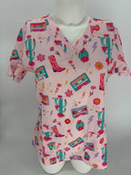 Greentown Scrubs Western Themed Scrub Print Top — women's scrub top | ScrubBox (view 4)