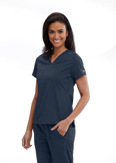 Bree Tuck-In Greys Stretch Top — women's scrub top | ScrubBox (view 11)