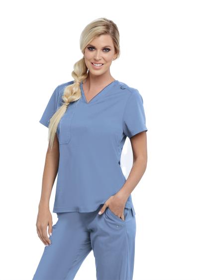 Bree Tuck-In Greys Stretch Top — women's scrub top | ScrubBox (view 33)