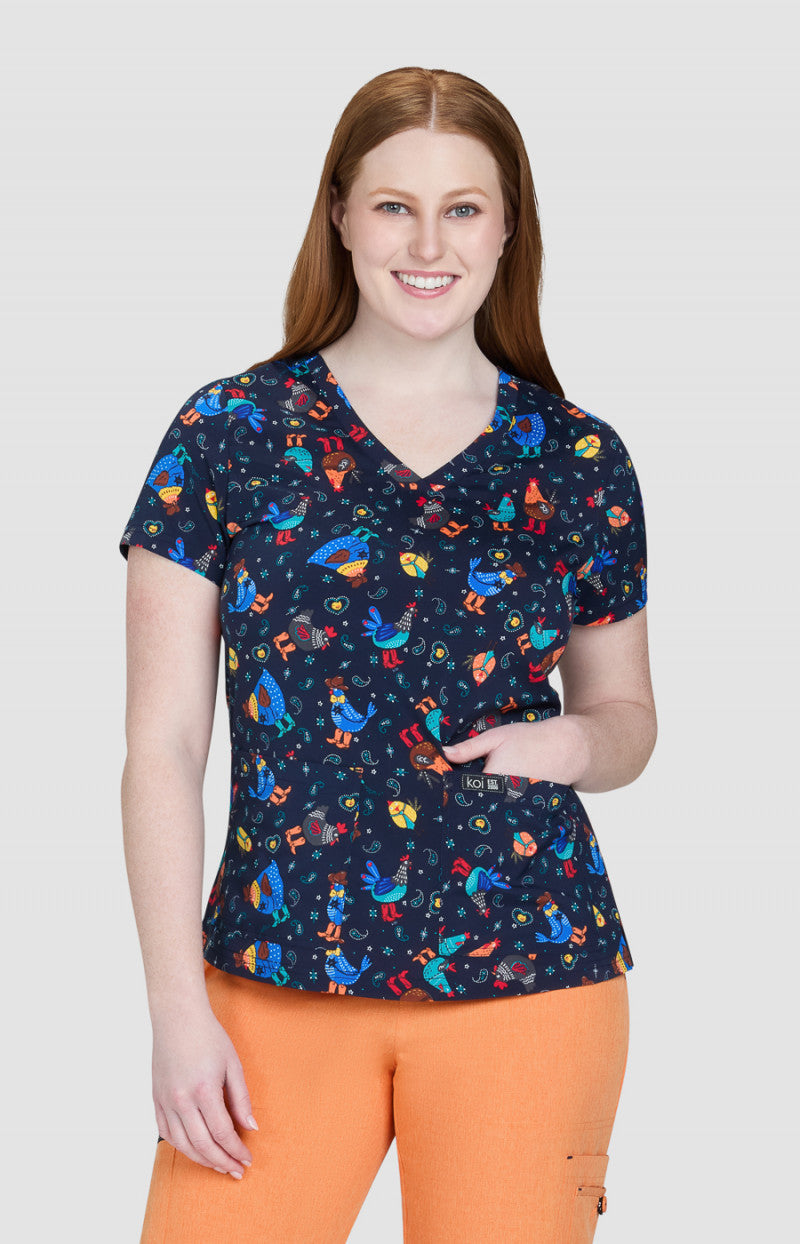KOI Cowboy Chicken — women's scrub | ScrubBox