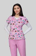 Spooky Treats Printed Scrub Top by Koi