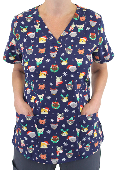 Maevn Merry Catmas — women's scrub | ScrubBox