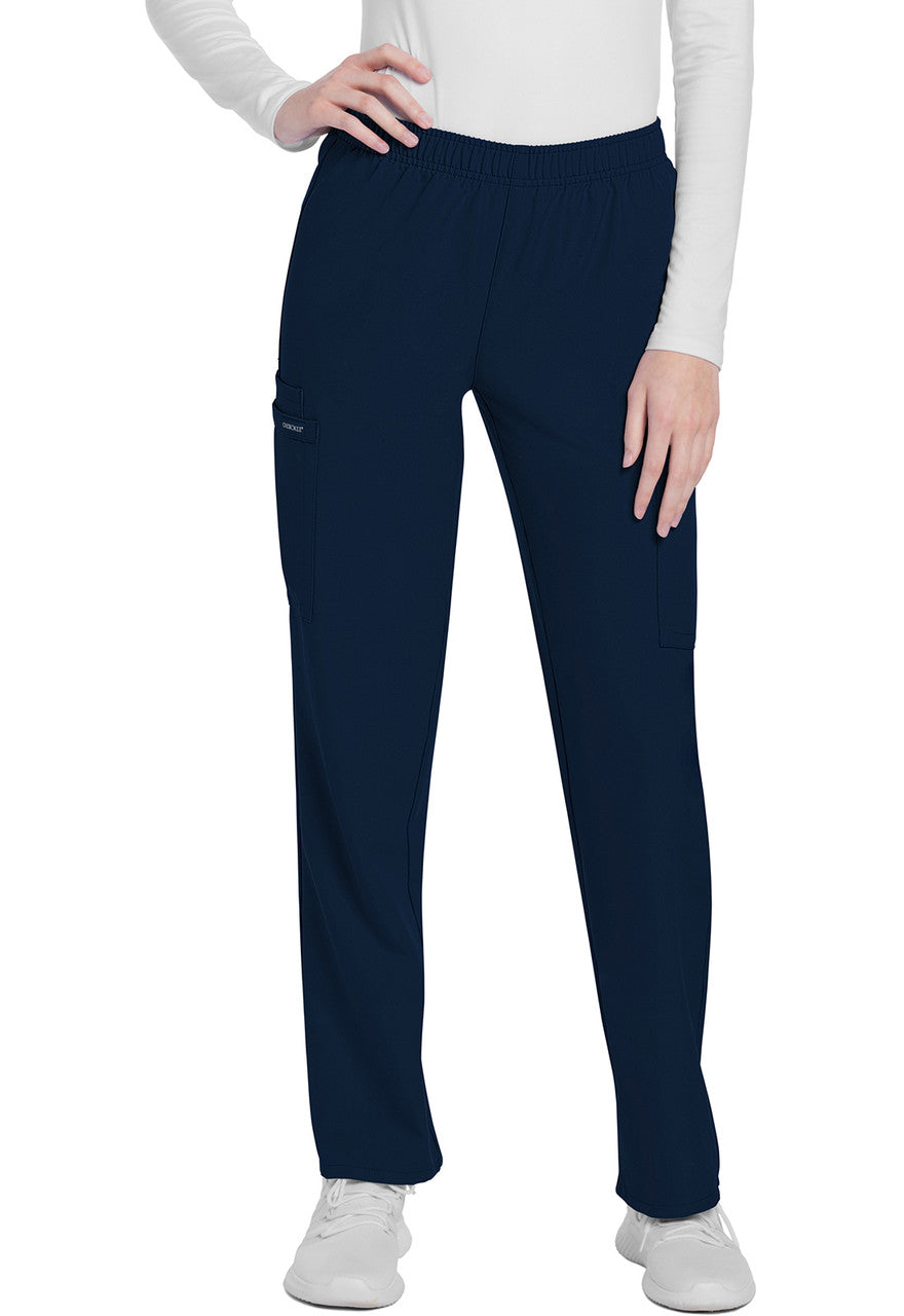 Cherokee Uniforms Mid Rise Slim Leg Pull On Cargo Pant cargo pant in navy