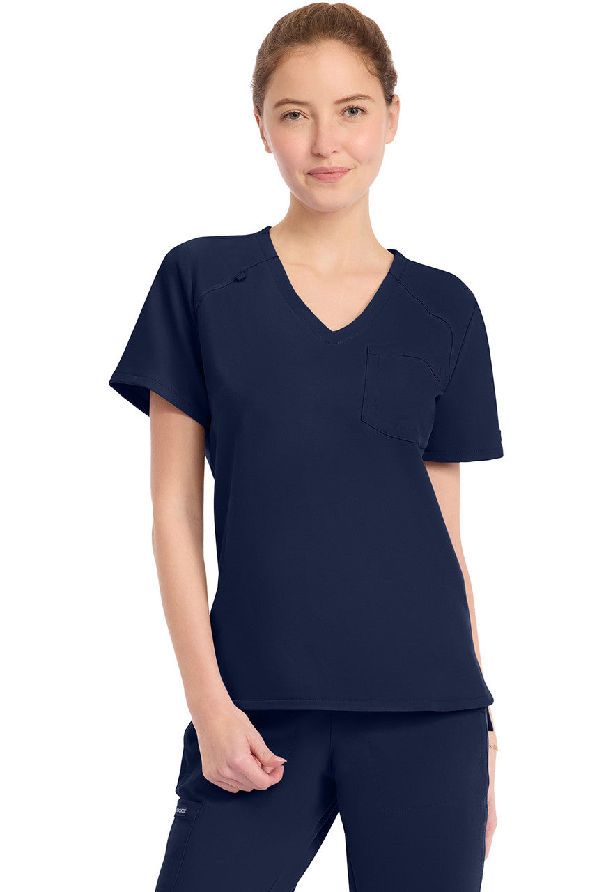Cherokee Workwear Ultra 1 Pocket Tuck in Top scrub top in navy