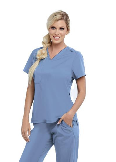 Bree Tuck-In Greys Stretch Top — women's scrub top | ScrubBox (view 2)
