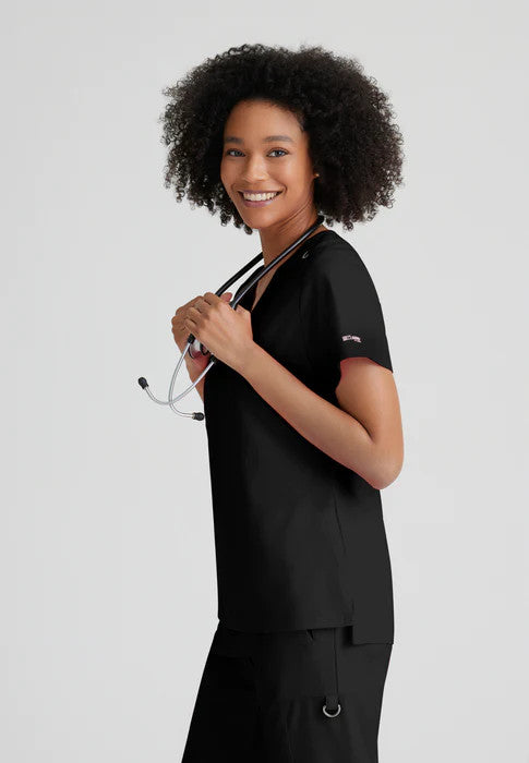 Bree Tuck-In Greys Stretch Top — women's scrub top | ScrubBox