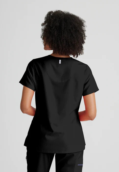 Bree Tuck-In Greys Stretch Top — women's scrub top | ScrubBox (view 4)