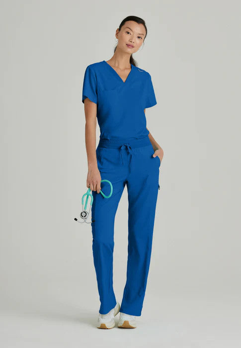 Bree Tuck-In Greys Stretch Top — women's scrub top | ScrubBox (view 5)