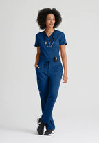 Bree Tuck-In Greys Stretch Top — women's scrub top | ScrubBox (view 3)