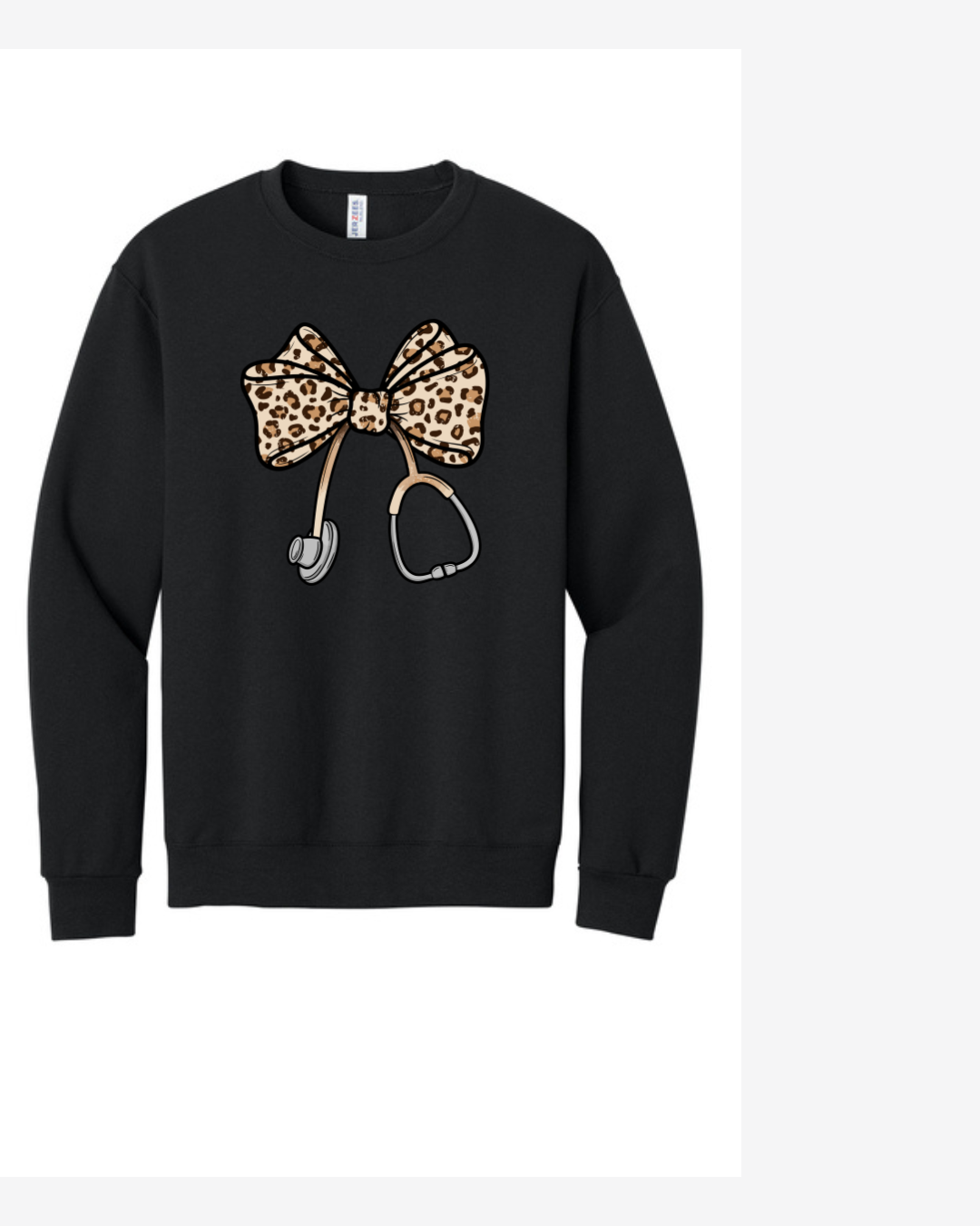 Leopard Bow with Stethoscope Graphic Crewneck Sweatshirt