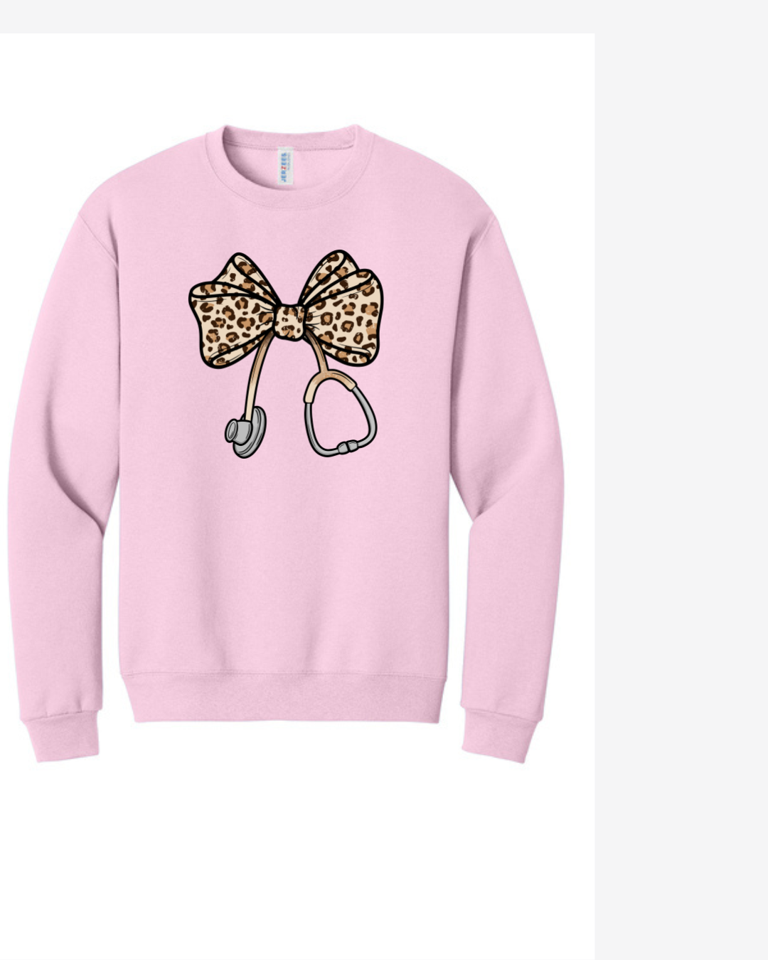 Leopard Bow with Stethoscope Graphic Crewneck Sweatshirt