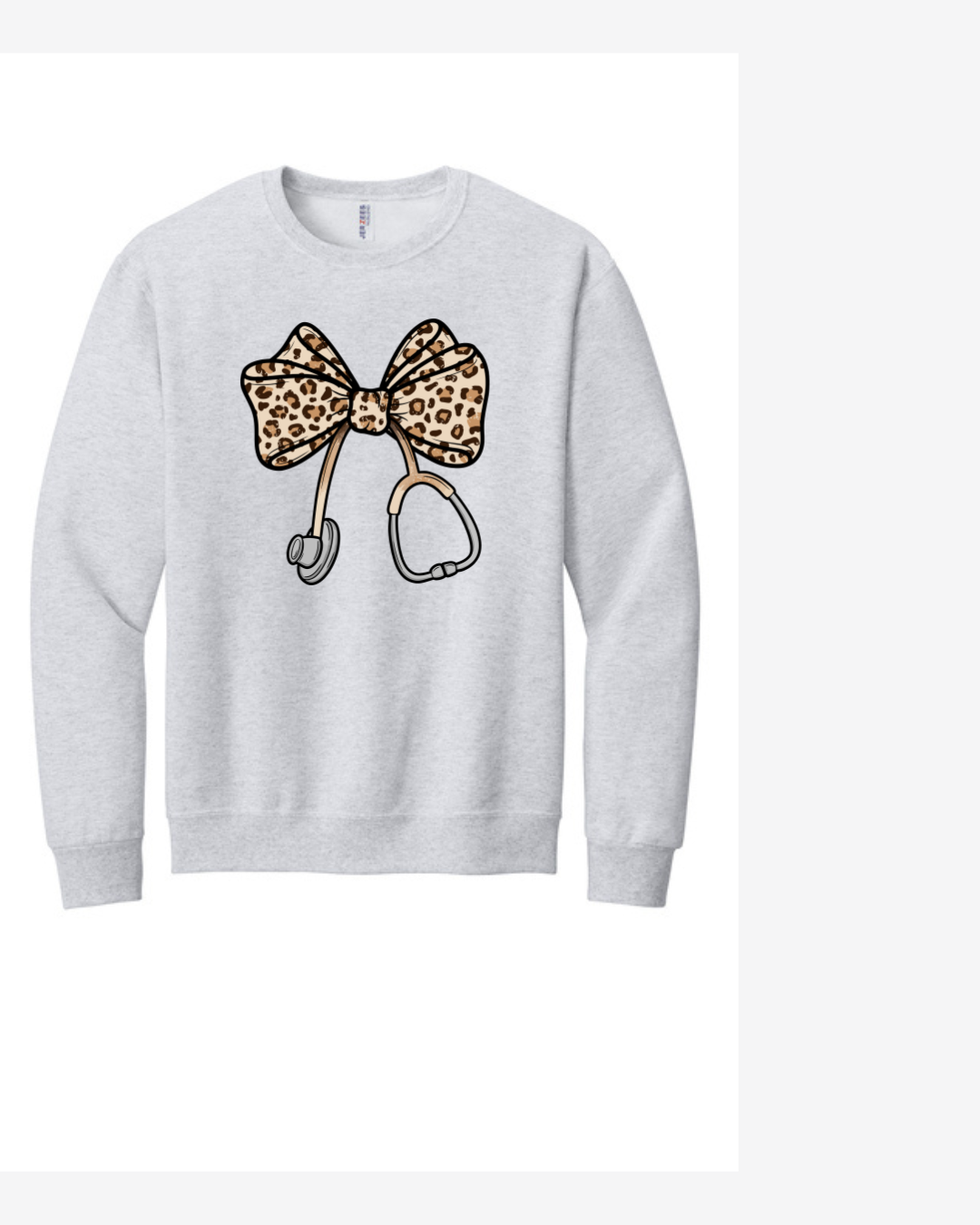 Leopard Bow with Stethoscope Graphic Crewneck Sweatshirt