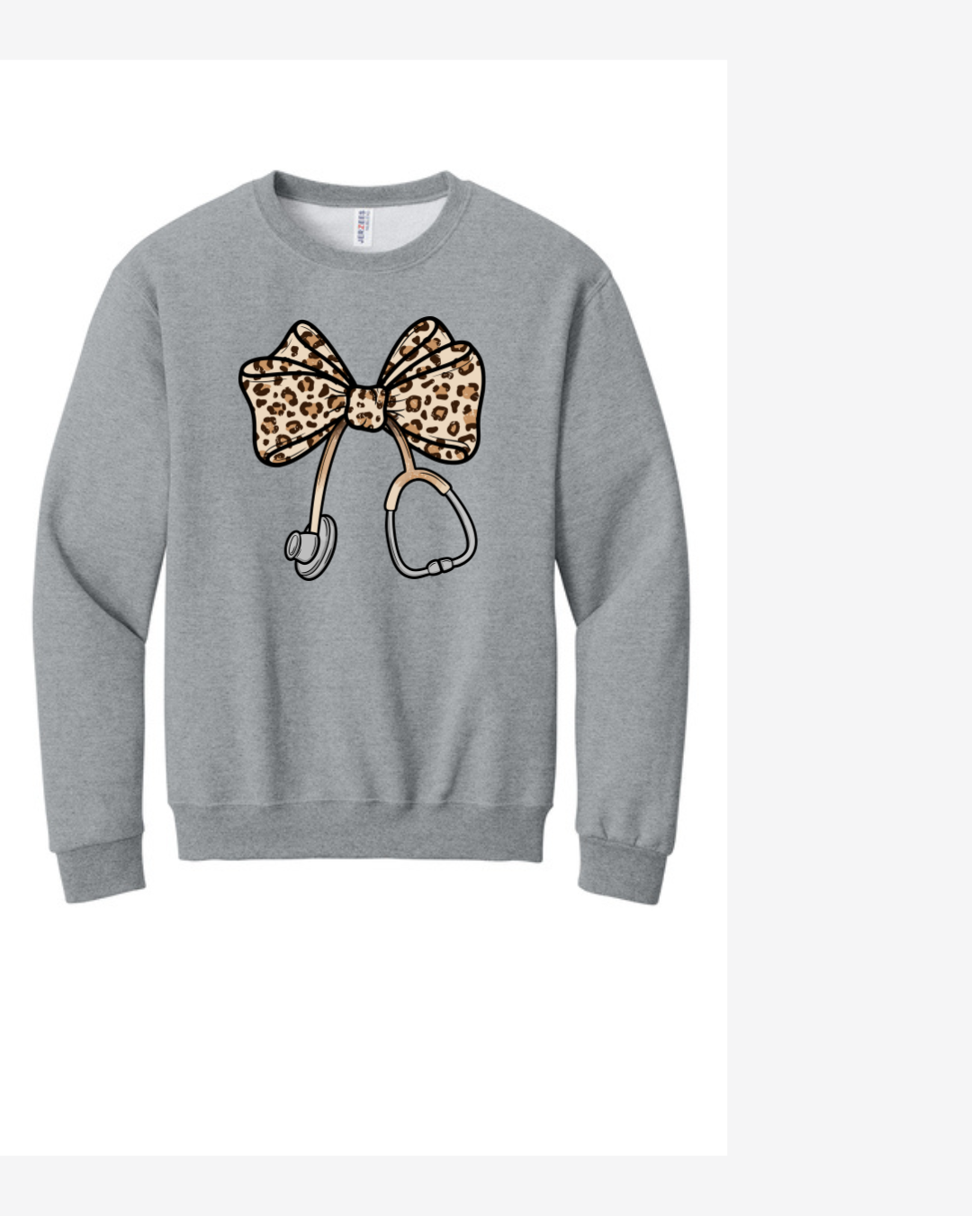 Leopard Bow with Stethoscope Graphic Crewneck Sweatshirt