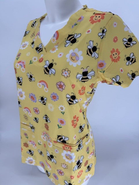 Greentown Scrubs Buzzing About Scrub Top — women's scrub top | ScrubBox (view 5)