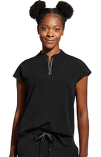 HH360 Sandy Zip Mandarin Collar scrub in black