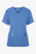 Cherokee Workwear Ultra 2 Pocket Top scrub top in ceil blue