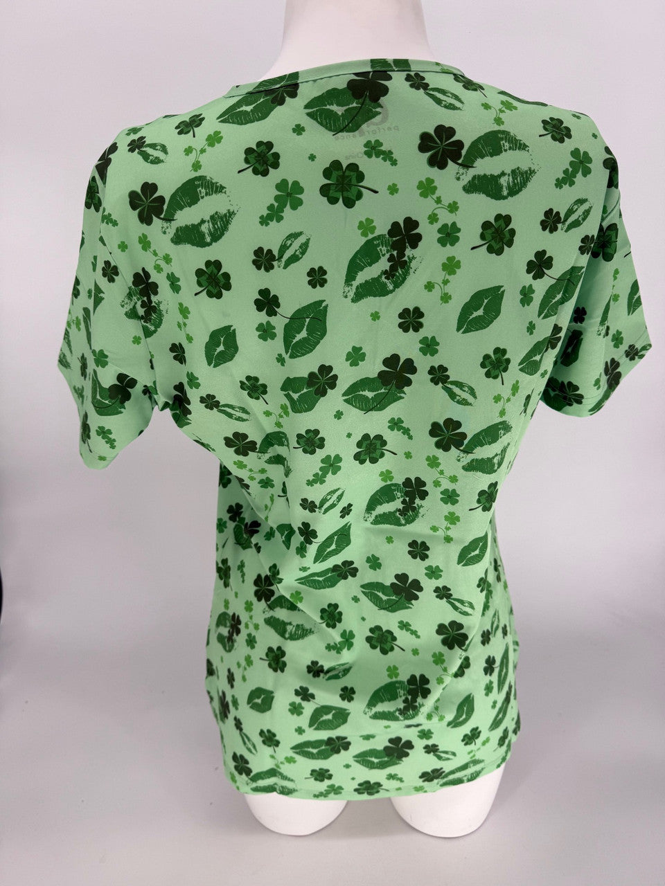 Greentown Scrubs Clover Printed Scrub Top — women's scrub top | ScrubBox (view 4)