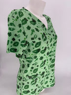 Greentown Scrubs Clover Printed Scrub Top — women's scrub top | ScrubBox (view 3)