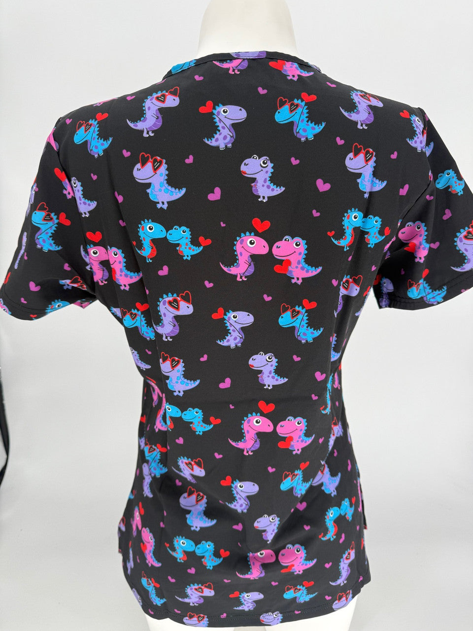 Greentown Scrubs Dino printed scrub top — women's scrub top | ScrubBox (view 4)