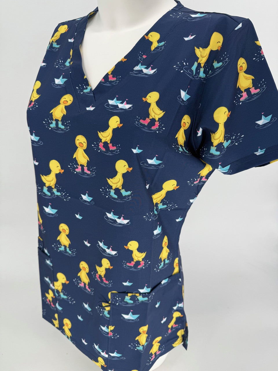 Greentown Scrubs Ducks Printed Scrub Top — women's scrub top | ScrubBox (view 2)