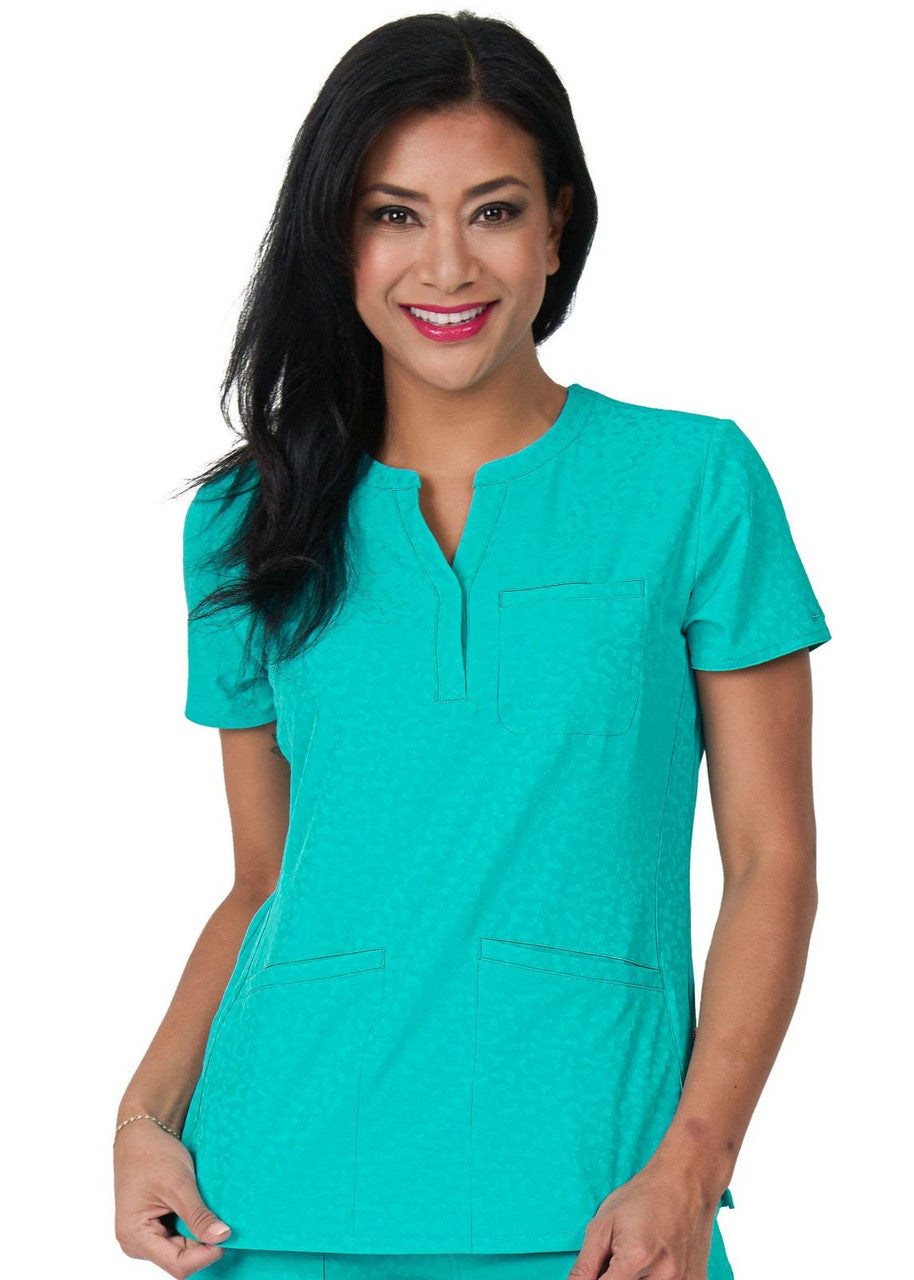 Ava Therese by Zavate Lynx Jacquard Top scrub top in spearmint