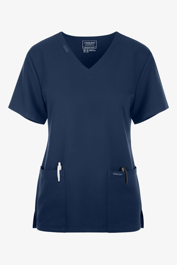 Cherokee Workwear Ultra 2 Pocket Top scrub top in navy