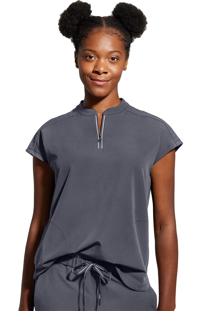 HH360 Sandy Zip Mandarin Collar scrub in pewter