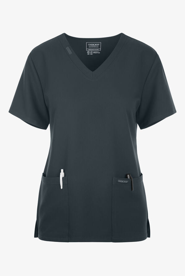Cherokee Workwear Ultra 2 Pocket Top scrub top in pewter