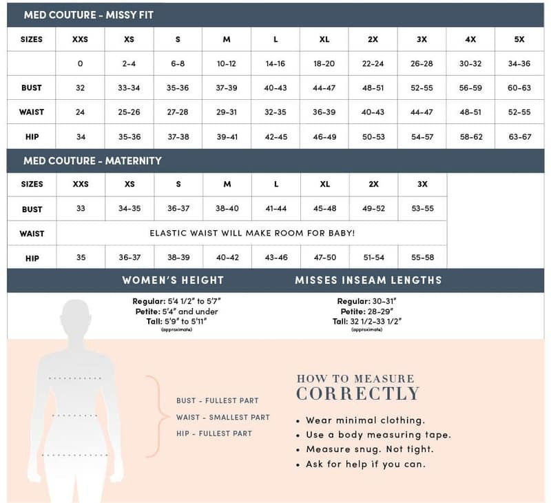 MedCouture Insight Front Pocket Warm Up Jacket size chart