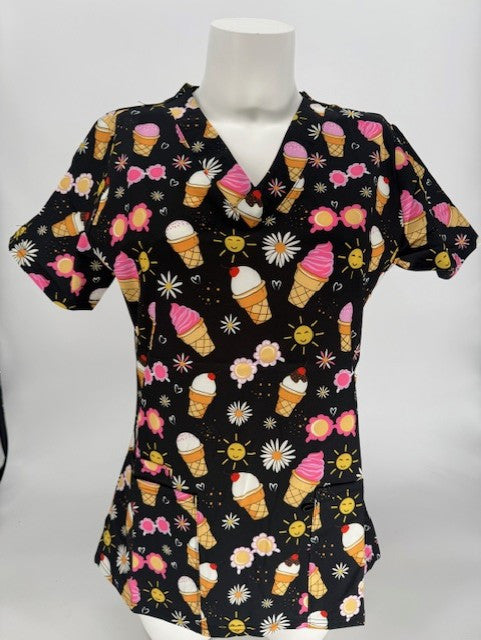 Greentown Scrubs Summer Vibes Scrub Top — women's scrub top | ScrubBox