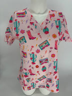 Greentown Scrubs Western Themed Scrub Print Top — women's scrub top | ScrubBox