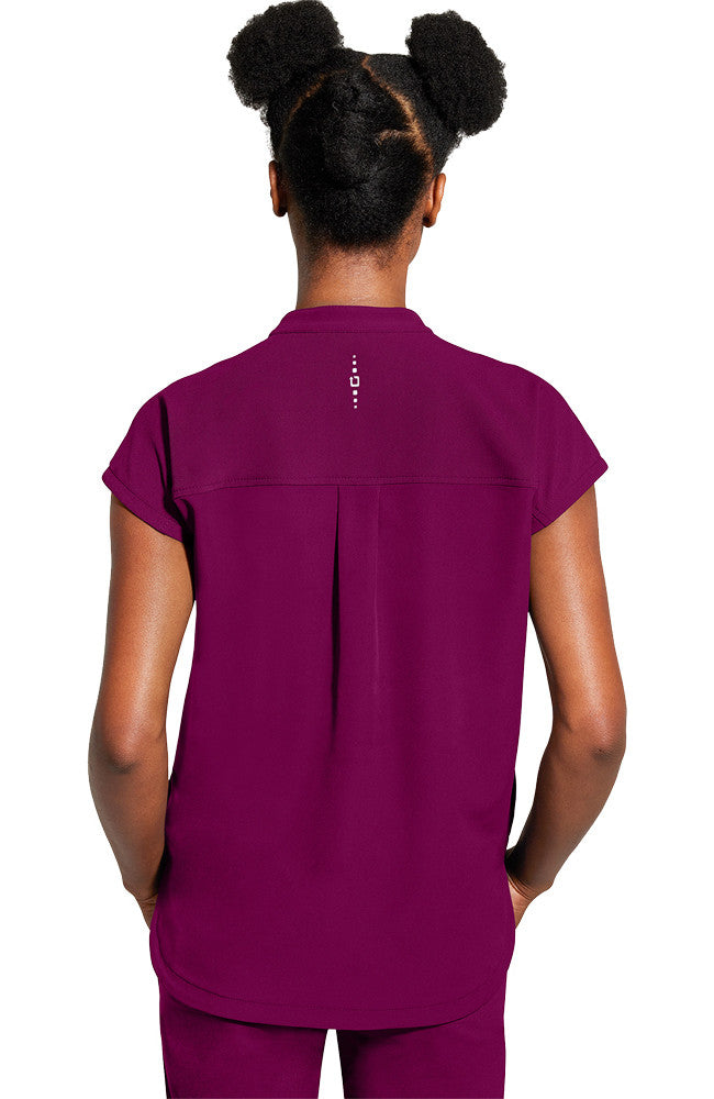 HH360 Sandy Zip Mandarin Collar scrub in wine